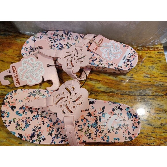Sam And Libby flowered pink flip flop sandal size 9 womans NWT clearance - Picture 4 of 5